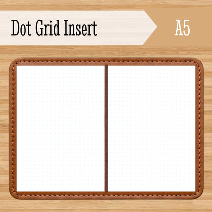 A5 Dot Grid Travelers Notebook Insert – Fountain Pen Friendly, Hand-Stitched Kraft Cover