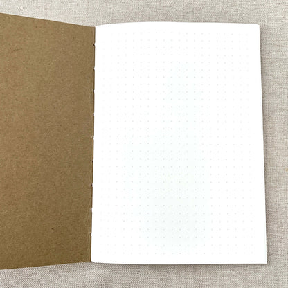 A6 Dot Grid Travelers Notebook Insert - Fountain Pen Friendly, Hand-Stitched Kraft Cover