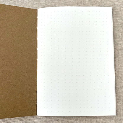 A6 Dot Grid Travelers Notebook Insert - Fountain Pen Friendly, Hand-Stitched Kraft Cover