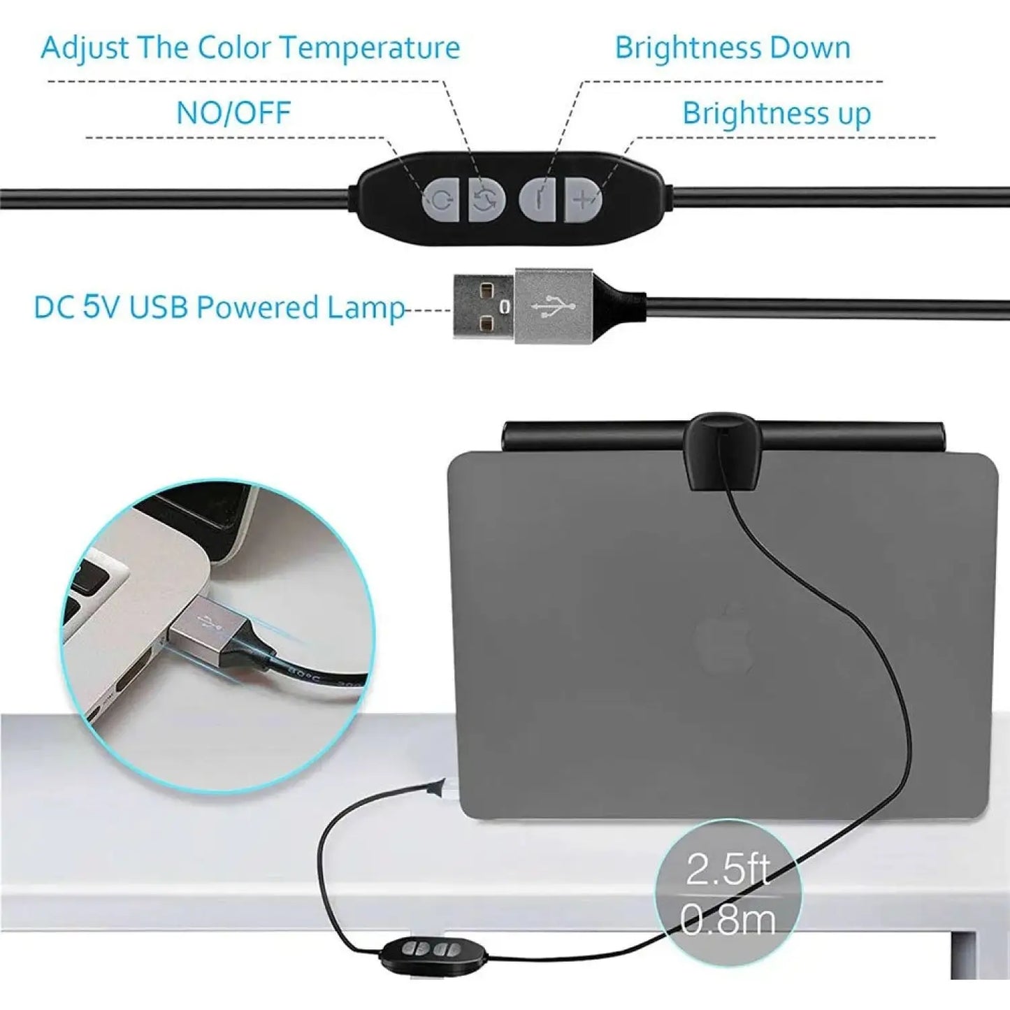 Clip-On Monitor Light Bar with USB Powered and 3 Color Modes