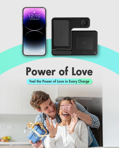 Wireless Charger Iphone Charging Station: 3 in 1 Charger Stand Multiple Devices for Apple - Iphone 17 16E 16 15 14 Pro Max 13 12 11 - Watch 11 10 9 8 7 6 5 4 3 2 SE and Ultra Series - Airpods 4 3 Pro